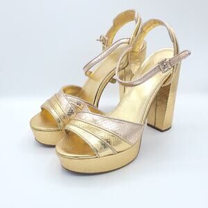 Michael Michael Kors Gold Metallic Platform Heels Women's size 10